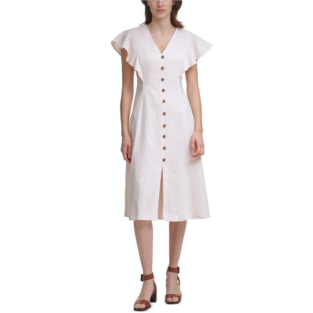 Calvin Klein Flutter-Sleeve Midi Dress